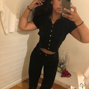 John galt Brandy Melville cropped button down polo